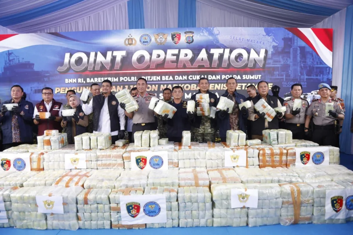 Tim Gabungan Gagalkan Penyelundupan 1,16 Ton Ketamin di Sumut, Delapan Awak Kapal Diamankan